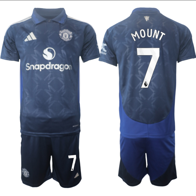 Men 2024-2025 Club Manchester United away blue 7 Soccer Jerseys